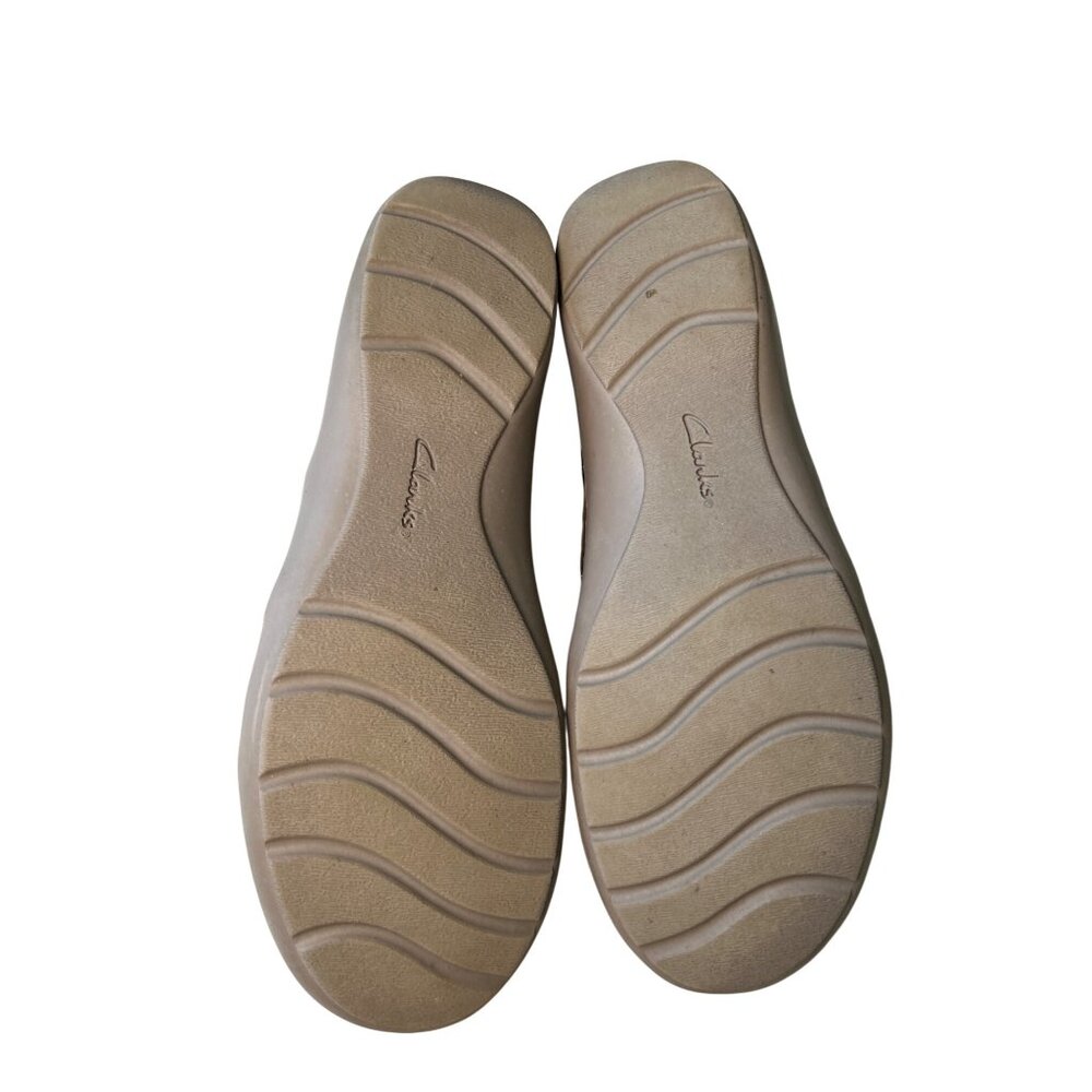 Clarks Brown Leather Slip-On Shoes Women's 9 Side Zip Cushioned Insoles Sneakers - Picture 14 of 16